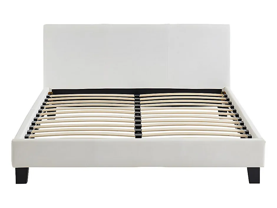 Vente-unique Lit 140 x 190 cm - Simili - Blanc - CORNELIUS II