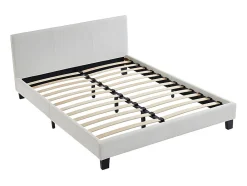 Vente-unique Lit 140 x 190 cm - Simili - Blanc - CORNELIUS II