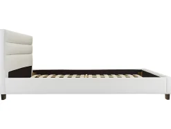 Vente-unique Lit 160 x 200 cm - Simili - Blanc + Matelas - FAUSTIN