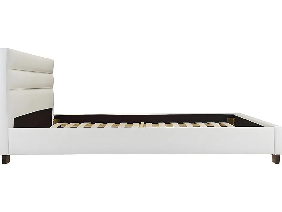 Vente-unique Lit 160 x 200 cm - Simili - Blanc + Matelas - FAUSTIN