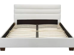 Vente-unique Lit 160 x 200 cm - Simili - Blanc + Matelas - FAUSTIN