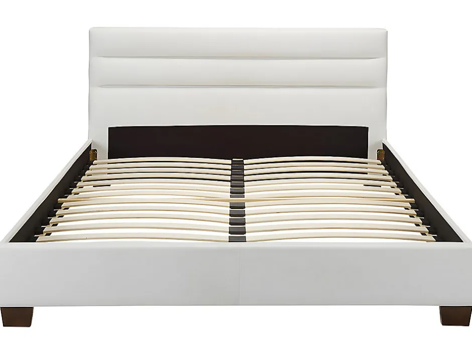 Vente-unique Lit 160 x 200 cm - Simili - Blanc + Matelas - FAUSTIN