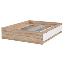 Meubletmoi Lit 160 x 200 cm 3 tiroirs décor chêne naturel et blanc mat - ALBANE Best