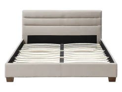 Vente-unique Lit 140 x 190 cm - Tissu - Beige - FAUSTIN