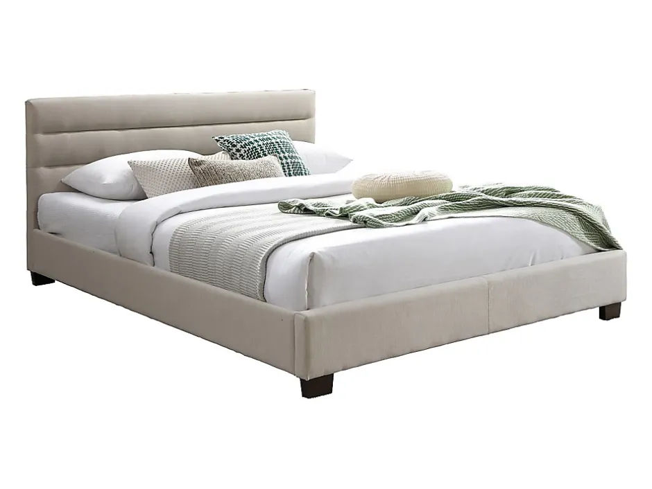 Vente-unique Lit 160 x 200 cm - Tissu - Beige - FAUSTIN Best