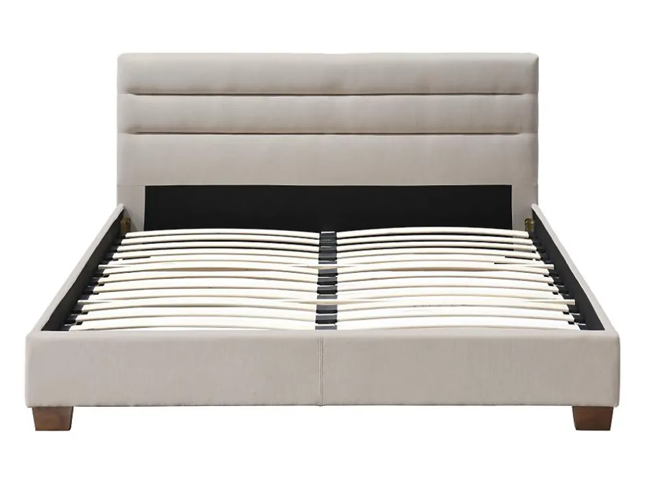 Vente-unique Lit 160 x 200 cm - Tissu - Beige - FAUSTIN Best