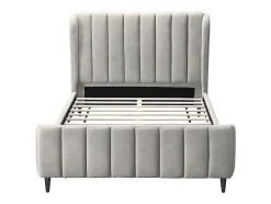Vente-unique Lit 160 x 200 cm - Tissu avec coutures verticales - Gris clair - CASAGOTI Discount