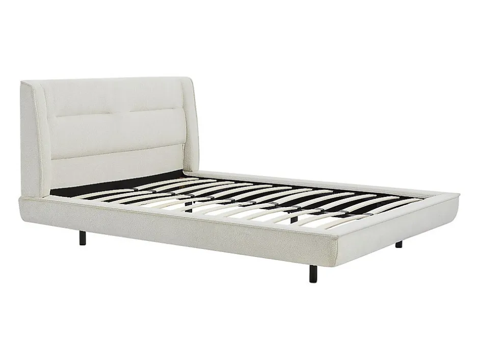 Vente-unique Lit 140 x 190 cm - Tissu bouclette - Beige - ISYDE