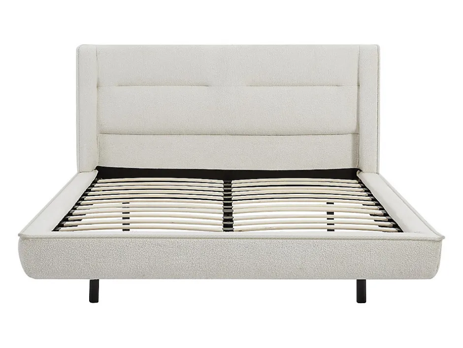 Vente-unique Lit 140 x 190 cm - Tissu bouclette - Beige - ISYDE