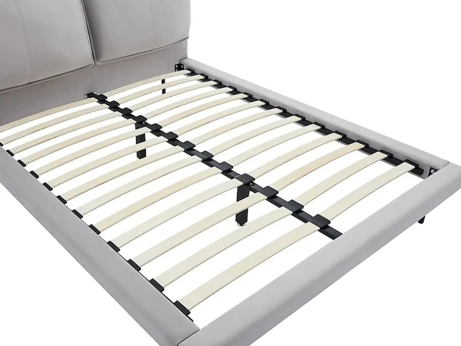 Vente-unique Lit 140 x 190 cm - Velours - Gris + Matelas - IBEDIA Sale