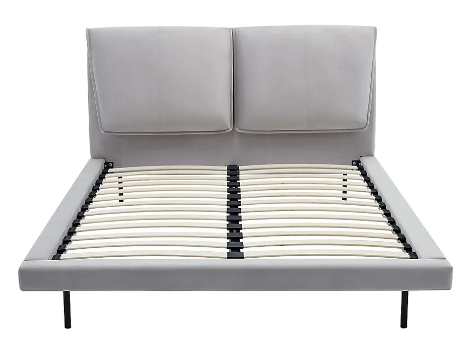 Vente-unique Lit 140 x 190 cm - Velours - Gris + Matelas - IBEDIA Sale