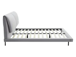 Vente-unique Lit 160 x 200 cm - Velours - Gris + Matelas - IBEDIA