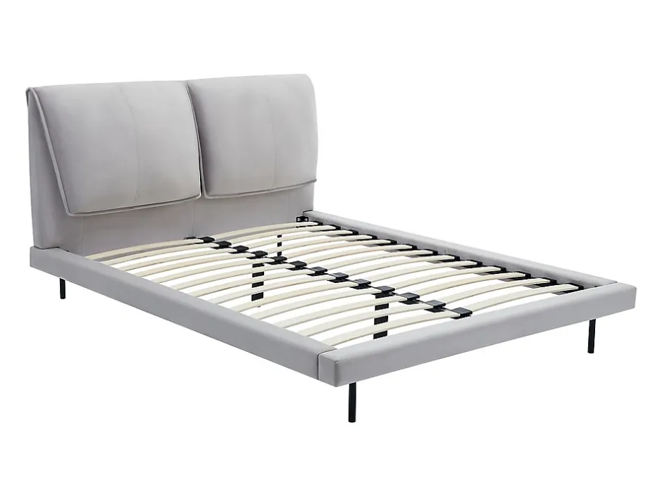 Vente-unique Lit 160 x 200 cm - Velours - Gris - IBEDIA Sale