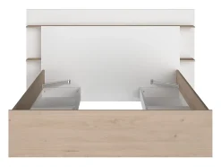 Vente-unique Lit 140 x 190/200 cm avec 4 tiroirs - Coloris : Naturel et blanc + Sommier - TILONIDE Clearance