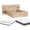 Vente-unique Lit 160 x 200 cm avec 4 tiroirs - Coloris : Naturel + Sommier + Matelas - TENALIA II