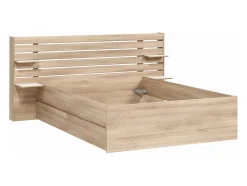 Vente-unique Lit 140 x 190/200 cm avec 4 tiroirs - Coloris : Naturel - TENALIA II
