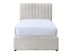 Vente-unique Lit 90 x 190 cm avec 2 tiroirs - Tissu - Beige + Matelas - SARAH