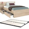 Vente-unique Lit 120 x 190 cm avec 4 tiroirs - Coloris : Naturel + Sommier - TENALIA