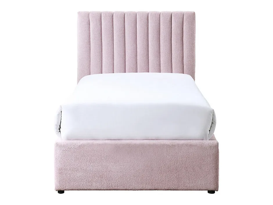 Vente-unique Lit 90 x 190 cm avec 2 tiroirs - Tissu - Rose + Matelas - SARAH
