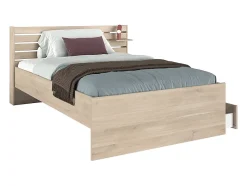 Vente-unique Lit 120 x 190 cm avec rangements - Coloris : Naturel + Sommier - TENALIA