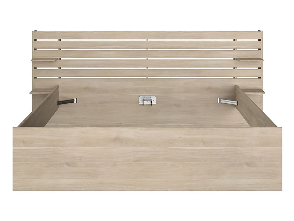 Vente-unique Lit 180 x 200 cm avec rangements - Coloris : Naturel + Sommier + Matelas - TENALIA