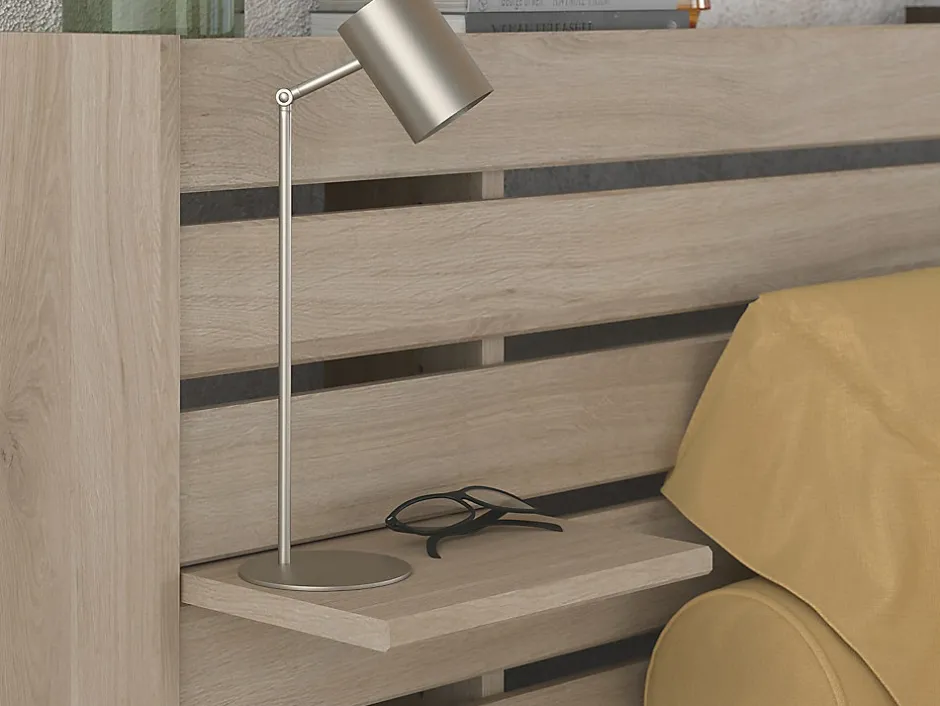 Vente-unique Lit 180 x 200 cm avec rangements - Coloris : Naturel + Sommier + Matelas - TENALIA