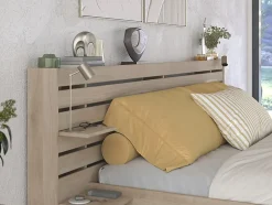 Vente-unique Lit 180 x 200 cm avec rangements - Coloris : Naturel + Sommier - TENALIA Hot