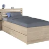 Enfant Vente-unique Lit 90 x 190/200 cm avec rangements - Coloris : Naturel - TENALIA