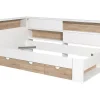 Vente-unique Lit 90 x 190 cm avec rangements - Coloris : Blanc et naturel - TAMADU