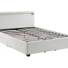 Vente-unique Lit 140 x 190 cm avec rangements - Simili blanc avec LEDs - ALOIS II