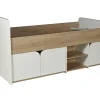 Vente-unique Lit 90 x 190 cm avec rangements - Coloris : Naturel et blanc - LOSTYA Hot