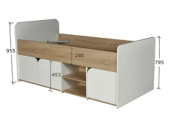 Vente-unique Lit 90 x 190 cm avec rangements - Coloris : Naturel et blanc - LOSTYA Hot