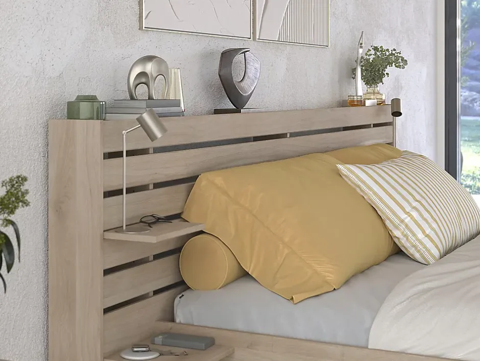 Vente-unique Lit 180 x 200 cm avec rangements - Coloris : Naturel - TENALIA Sale