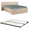 Vente-unique Lit 160 x 200 cm avec rangements - Coloris : Naturel + Sommier - TENALIA II