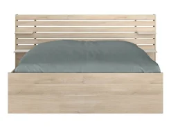 Vente-unique Lit 160 x 200 cm avec rangements - Coloris : Naturel + Sommier - TENALIA II