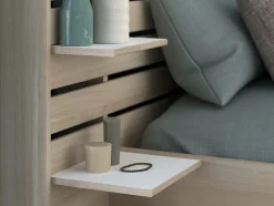 Vente-unique Lit 160 x 200 cm avec rangements - Coloris : Naturel + Sommier - TENALIA II