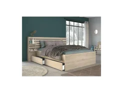 Vente-unique Lit 160 x 200 cm avec rangements - Coloris : Naturel - TENALIA II Hot