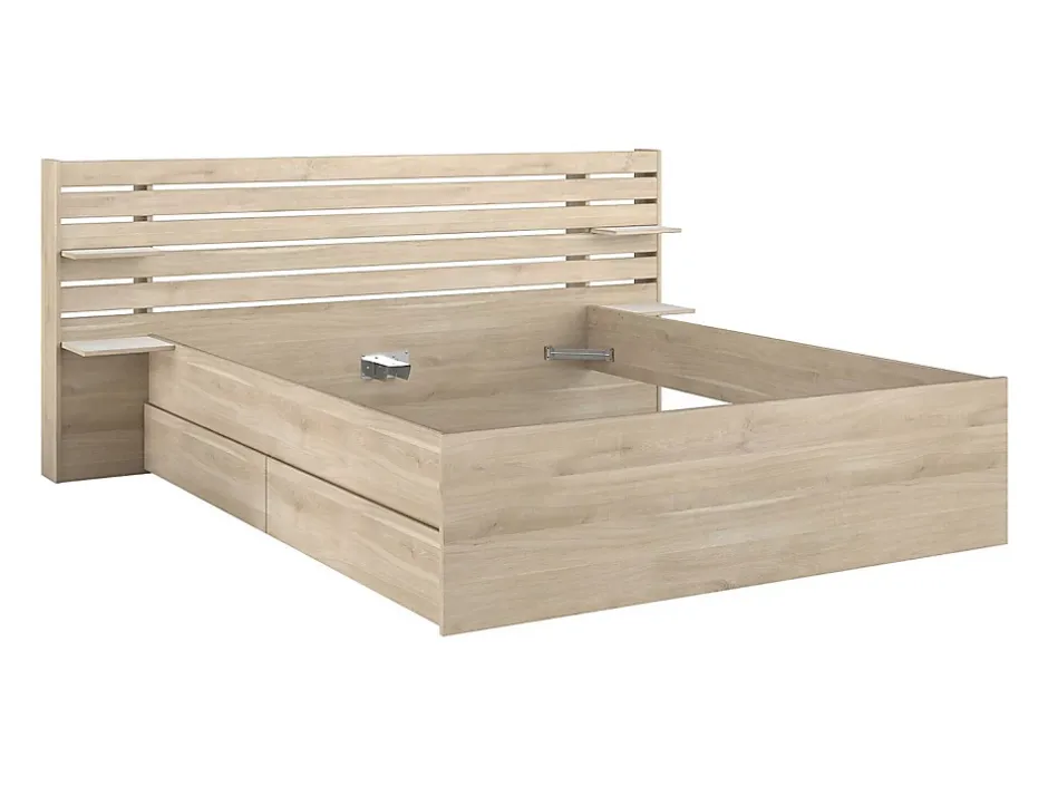 Vente-unique Lit 160 x 200 cm avec rangements - Coloris : Naturel - TENALIA II Hot