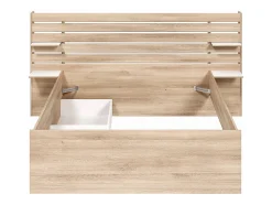 Vente-unique Lit 140 x 190/200 cm avec rangements - Coloris : Naturel + Sommier - TENALIA II