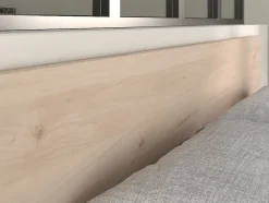 Vente-unique Lit 140 x 190/200 cm avec rangements - Coloris : Naturel et noir + Sommier - KINSELIA New