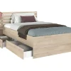Vente-unique Lit 120 x 190 cm avec rangements - Coloris : Naturel - TENALIA