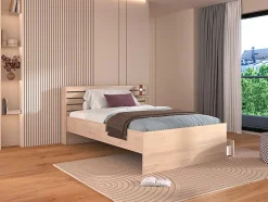 Vente-unique Lit 120 x 190 cm avec rangements - Coloris : Naturel - TENALIA