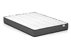 Vente-unique Lit 120 x 190 cm avec rangements - Coloris : Naturel et blanc + Sommier + Matelas - VARDIEL