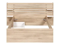 Vente-unique Lit 140 x 190/200 cm avec rangements - Coloris : Naturel + Sommier + Matelas - TENALIA II Outlet