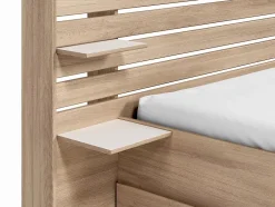 Vente-unique Lit 140 x 190/200 cm avec rangements - Coloris : Naturel + Sommier + Matelas - TENALIA II Outlet