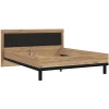 Meubletmoi Lit 160 x 200 cm avec tête de lit décor bois chêne et noir - KAMILA