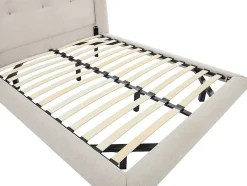 Vente-unique Lit 140 x 190 cm avec tête de lit capitonnée - Tissu - Beige - PENAVI Sale