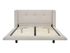 Vente-unique Lit 140 x 190 cm avec tête de lit capitonnée - Tissu - Beige - PENAVI Sale