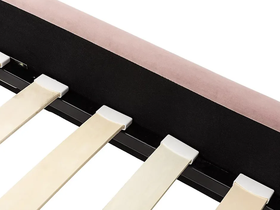 Vente-unique Lit 140 x 190 cm avec tête de lit ondulée - Velours - Vieux rose + Matelas - SAGALI Sale
