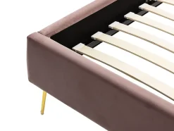 Vente-unique Lit 140 x 190 cm avec tête de lit ondulée - Velours - Vieux rose + Matelas - SAGALI Sale